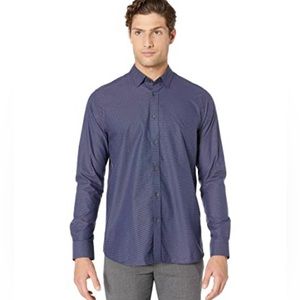 Ted Baker London Navy Dobbie Geo Print Long Sleeve Shirt. Size: XS NWT
